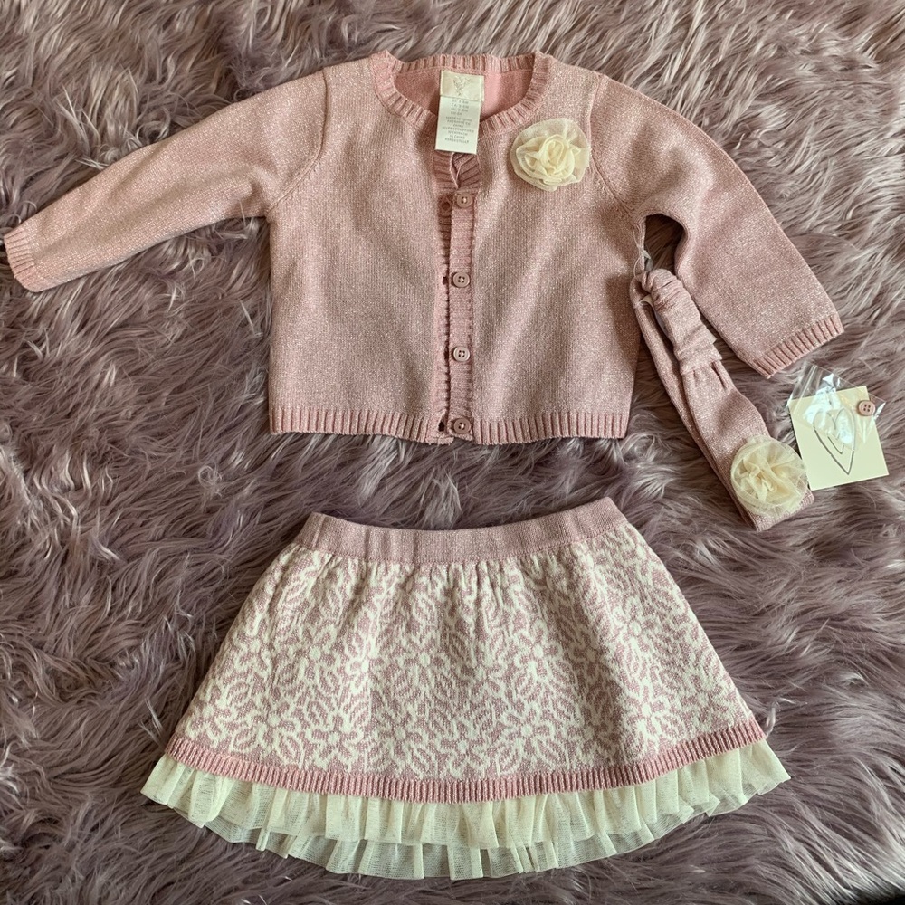 Baby girl 3 piece dress and headband NWT 3-6mo